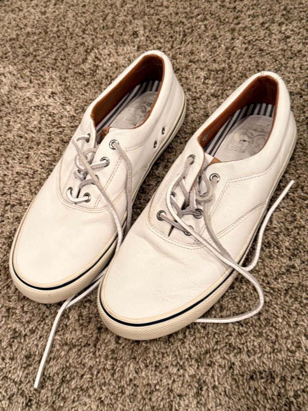Sperry Top-Sider White Leather Lace Up Men's Casual Sneakers